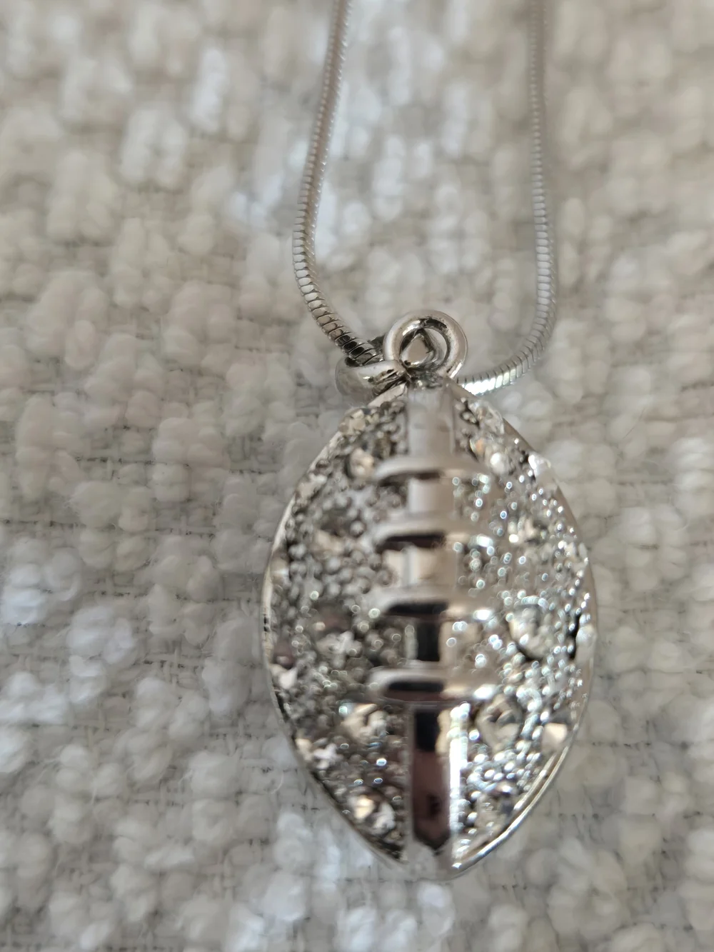 Costume Jewelry Football Pendant Necklace with Crystals